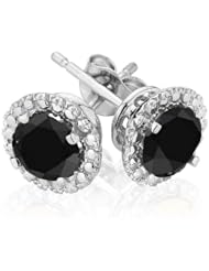Black Diamond Halo Earrings 3ctw