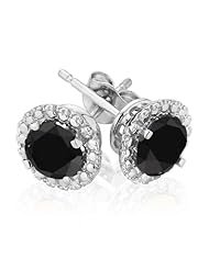 Black Diamond Halo Earrings 1ctw