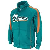 NFL Men's Miami Dolphins Tailgate Time Track Adult Long Sleeve Full Zip Track Jacket (Aqua/Dark Orange, Medium)