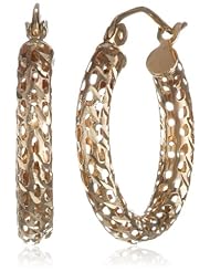 14k Yellow Gold 3mm Cut-Out Hoop Earrings