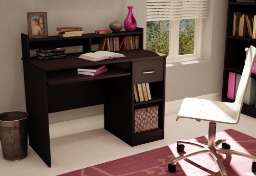 Home Office Small Computer Desk in Chocolate Finish