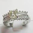 18K White Gold Natural Light Yellow and White Diamond Ring