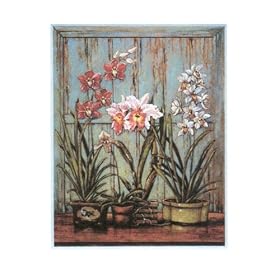 Country Orchid Flowers Wall Decor Comtemporary Picture Art Print