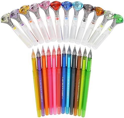 Allife® 12 Colors Cute Diamond Cap Colorful Gel Pens Pin Type Ink Pens