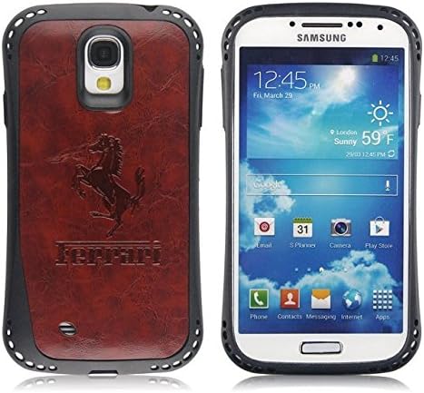 Slim Leather +T P U Soft Back Case for Samsung Galaxy S4, with Ferrari Logo.