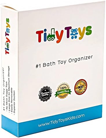 #1 Rated Bath Toy Organizer + 2 Bonus Strong Grip Lock Suction Hooks (White)