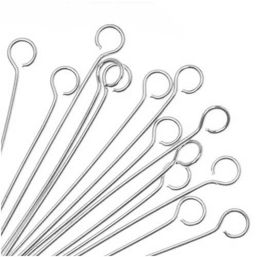Silver Plated Open Eye Pins 24 Gauge 2 Inch (x50) 