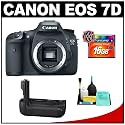 Canon EOS 7D Digital SLR Camera Body + Canon BG-E7 Battery Grip + 16GB Card + Cleaning Kit