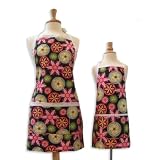 Chocolate Bloom Adult & Toddler Matching Reversible Apron Set