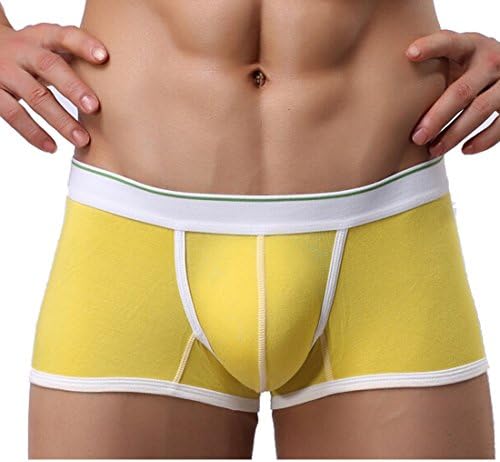 Yiqistore Mens Fashion Sexy Lowwaist Modal Boxer Briefs Breathable Underpants (L, yellow)