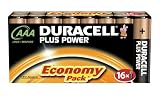 Duracell MN2400 Plus Power Alkaline AAA Size Batteries (Pack of 16)