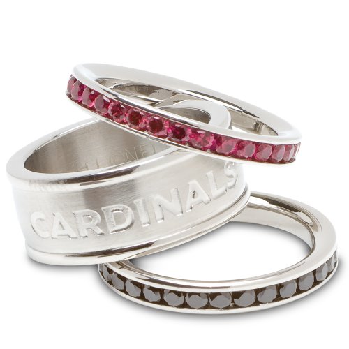 Arizona Cardinals Logo Crystal Stacked Ring Set (Size 7)