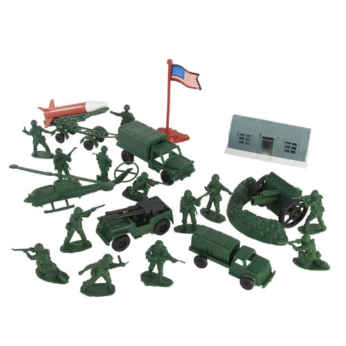 24pc Plastic Army Men Cold War Toy Playset ~ 54mm 1/35th Soldier Figures, Bunker, Artillery, Missile Trailer, Trucks & More!