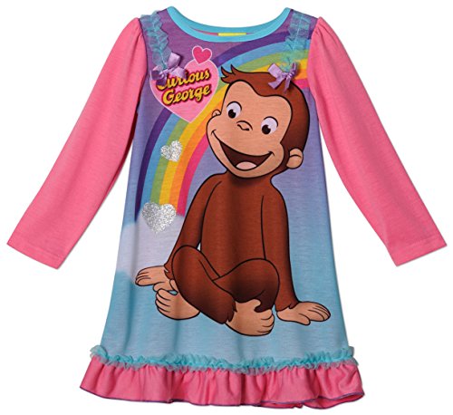 Curious George Long Sleeve Girls Nightgown, Toddler Sizes 2T-4T