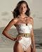 Rose-print keyhole bandeau suit