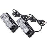 1 Pair Universal 4-LED Amber/White 16-Flashing Mode Car Truck Warning Caution Emergency Construction Strobe Light Bar