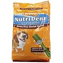 Nylabone Nutri Dent Medium Peanut Butter Flavored Dental Bone Grain Free Dog Treats, 15 Count, 14.2 oz