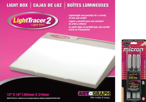 Artograph-12Inchby18Inch-LightTracer-II-Light-Box-with-FREE-Sakura-3Pack-Pigma-Micron-Pen-Set--FREE-Color-Mixi