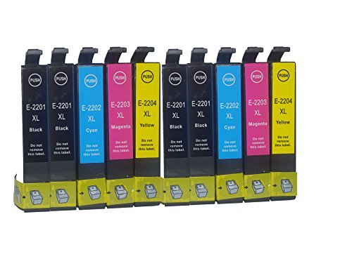 Tyjtyrjty Compatible Ink Cartridges 10 Pk Epson T220xl T220 220 for Epson Workforce Wf 2630 Wf 2650 Wf 2660 Printers