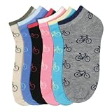 Women's (12 Pairs) Low Cut Patterned Socks - Bike (size 9-11)