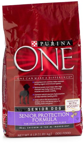 Purina One Dog Food Senior Protection Formula, 4-Pound Bags (Pack of 6)
