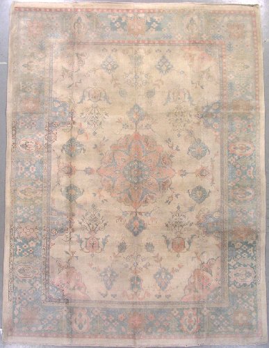 9x12 IVORY ANTIQUE COTTON AGRA ORIENTAL AREA 