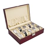 Rosewood Watch Display Storage Case Chest With Solid Top Holds 10 Watches by Caddy Bay Collection