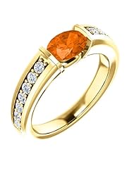 14K Yellow Gold 7.00x5.00mm Oval Cut Madeira Citrine and Diamond Ring -- LIFETIME WARRANTY
