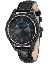Juicy Couture Womens 1900877 Lively Black Embossed Leather Strap Watch