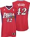Elton Brand Jersey: adidas Red Replica #42 Philadelphia 76ers Jersey - Large
