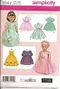 Simplicity 18" Doll Clothes Pattern 3547 for Dresses,and Princess Style Gowns for American Girl Sized Dolls Like Samantha, Nellie, Felicity, Elizabeth, Addy, Kirsten or for Any Dolls Special Ocassion!