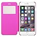 PASONOMI iPhone 6 Plus Case, [Smart Window View] Apple iPhone 6 Plus Folio Wallet Case - Slim Flip Leather Case for Apple iPhone 6+ iPhone Plus 5.5 Inch Smartphone (Hot Pink)