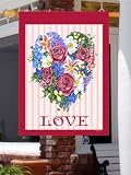 Valentine's Love Floral Wreath Large Flag