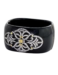 18kt Solid Gold Diamond Pave Bakelite Bangle Bracelet Silver Jewelry