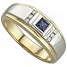 Two Tone Chilly Blue Sapphire Diamond Men's Ring