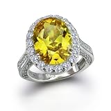 Bling Jewelry 925 Sterling Silver Oval 6 Carat CZ Canary Yellow Engagement Ring