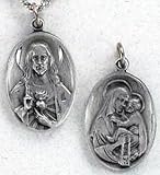 Sacred Heart / Madonna & Child Scapular Medal 24 Steel Chain