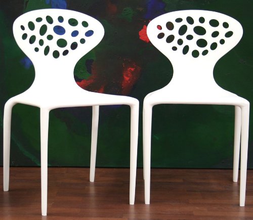 Baxton Studio Marina Plastic Molded Chair in White - Set of 4