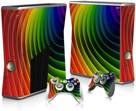 Xbox 360 Slim Skin Sticker Full Body Wrap Plus Two Matching Controller Skins Protects From Scratches Vinyl Decal Rainbow Layers Circles