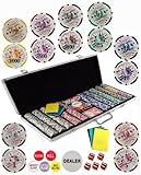 IMAGE OF Bluff King 650 11.5 Gram Dual Pattern Clay Composite Gambling Poker Chip Chipset with Gaming Accessories.
