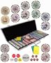 Bluff King 650 11.5 Gram Dual Pattern Clay Composite Gambling Poker Chip Chipset with Gaming Accessories.