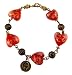 Bracelet - Murano Style Glass -Sm. Hearts ~ Red (MBT8)