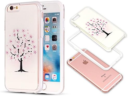 iPhone 6 Cases, iPhone 6S Case,Saxxlistore Embossment Hard PC Back with TPU Bumper Hybrid iPhone 6 Covers Protective 2 in 1 Shockproof Anti-Scratch Combo Cover for iPhone 6/6S 4.7 Inch (Snow Tree)