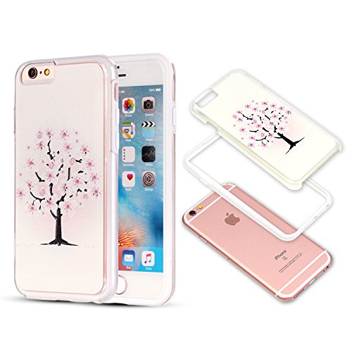 iPhone 6 Cases, iPhone 6S Case,Saxxlistore Embossment Hard PC Back with TPU Bumper Hybrid iPhone 6 Covers Protective 2 in 1 Shockproof Anti-Scratch Combo Cover for iPhone 6/6S 4.7 Inch (Snow Tree)