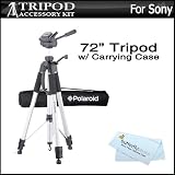 Pro 72 Super Strong Tripod With Deluxe Soft Carrying Case For Sony HDR-CX580V, HDR-PJ580V, HDR-PJ260V, HDR-PJ200, HDR-CX200, HDR-CX260V, HDR-PJ710V, HDR-PJ760V, HDR-CX760V, HDR-XR260V, HDR-TD20V, HDR-CX190, HDR-CX210 Camcorder