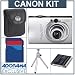 Canon Powershot SD1100 IS Digital Silver Camera kit. with 4GB SD Memory Card, Camera Case, Spare NB-4L Type Lithium-ion Battery, Table Top Tripod