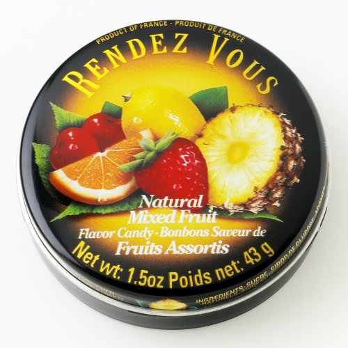 Rendez Vous Mixed Fruit All Natural Hard Candy, 1.5-Ounce. Round Tins (Pack of 24) by Hard Candy