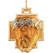 14K Yellow Gold Diamond Face of Jesus Pendant - 18.50x16.50mm