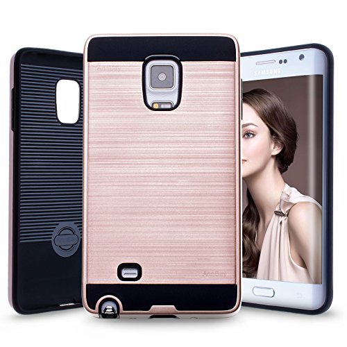 Note Edge Case,Note 4 Edge Case,N9150 Case,AnnBay for Samsung Galaxy Note Edge 2in1 Series Heavy Duty armor Hard Cover Case Hybrid Soft Silicone TPU Case(Steel Rose Gold Pink)