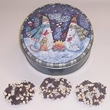 Scott's Cakes 1 lb. Dark Chocolate Covered Pretzel with Chocolate Chips & White Chocolate Chips in a Warm Wishes Tin